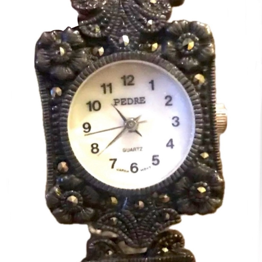 Pedre “Marcasite Lace” Victorian Vintage Antique Feminine Floral Bracelet Watch